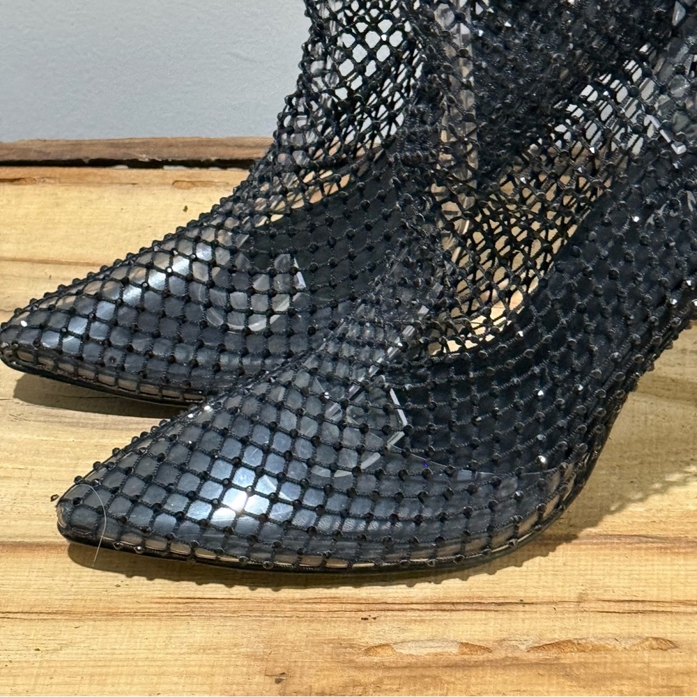CHARLES DAVID Pursue Black Mesh Sequin‎ Bootie Size 7.5 A41 - Picture 3 of 11